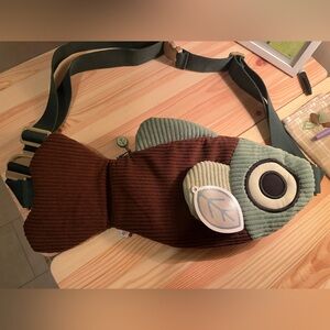 Fish-Shaped Belt Bag in Brown and Green